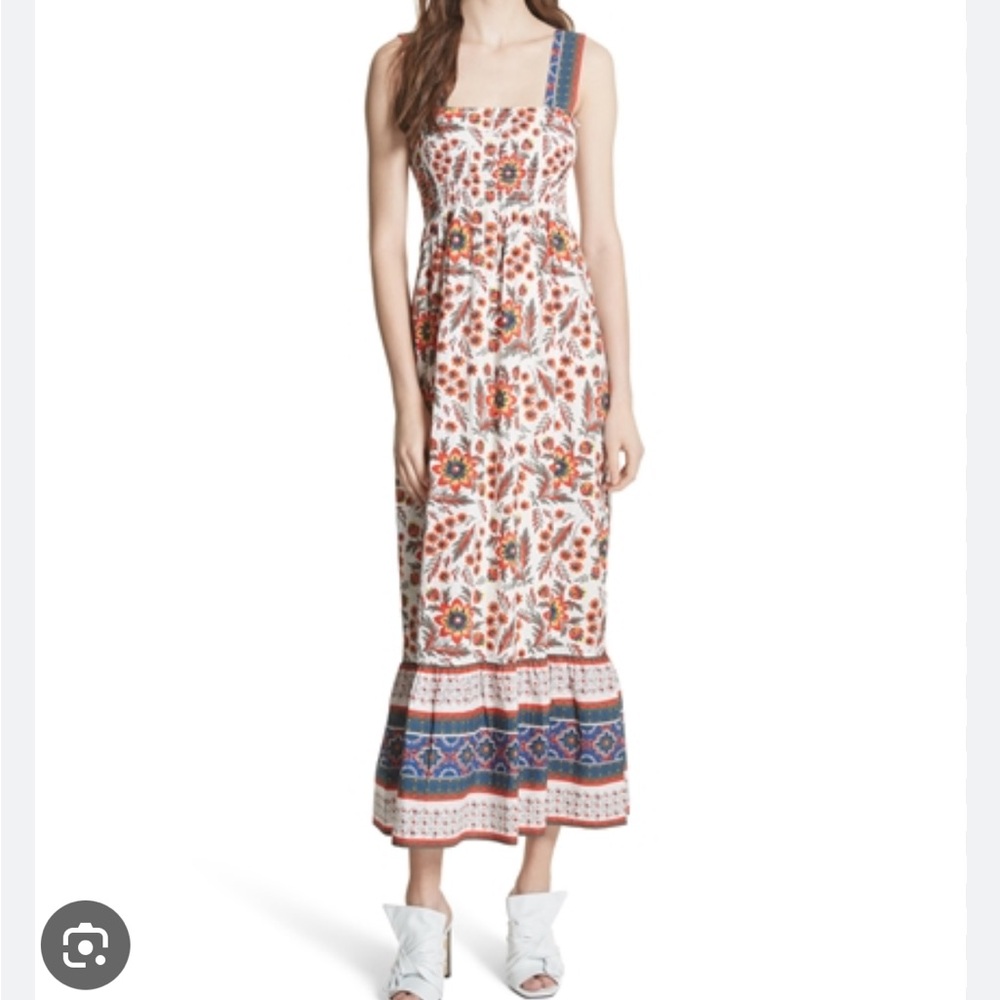 Joie- Floral Maxi Dress with Red and Blue Accents- size small